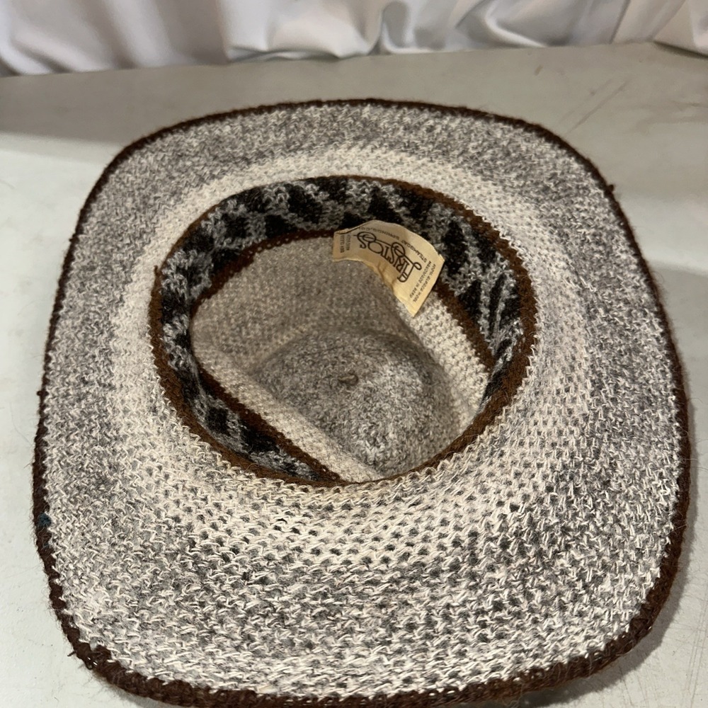 Vintage Handmade in Peru Hand Woven Crocheted Cowboy Aztec South American Hat - Picture 5 of 7